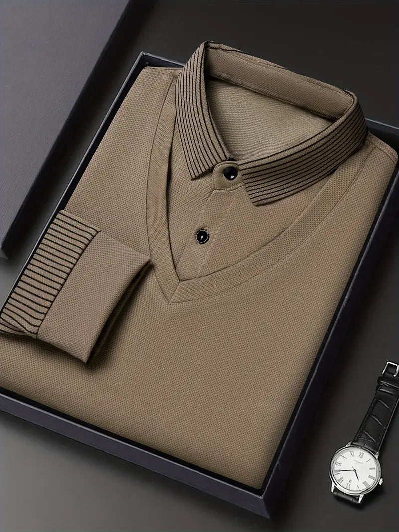 Men's 2-in-1 Long-Sleeve Polo - Elegant & Breathable