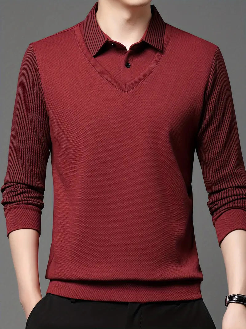 Men's 2-in-1 Long-Sleeve Polo - Elegant & Breathable