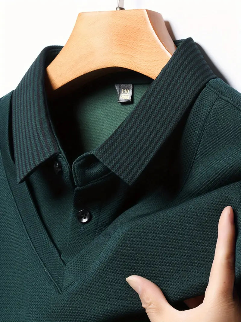 Men's 2-in-1 Long-Sleeve Polo - Elegant & Breathable
