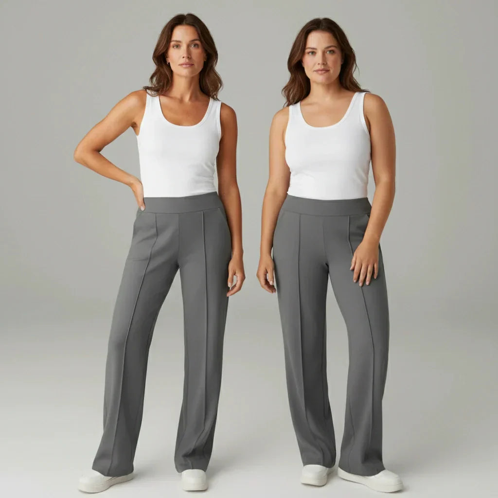 Comfortable High-Waist Wide-Leg Stretch Pants – SoftFlex