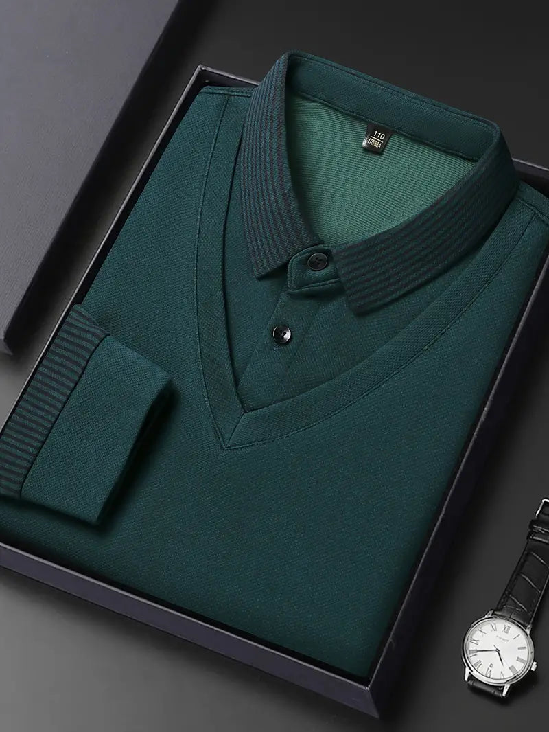 Men's 2-in-1 Long-Sleeve Polo - Elegant & Breathable