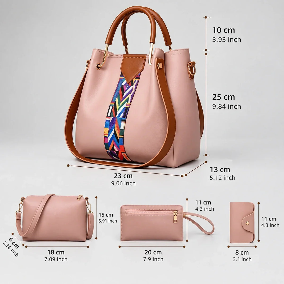 Allure | 4-Piece Women's Handbag Set – Tote, Crossbody Bag, Wallet & Clutch