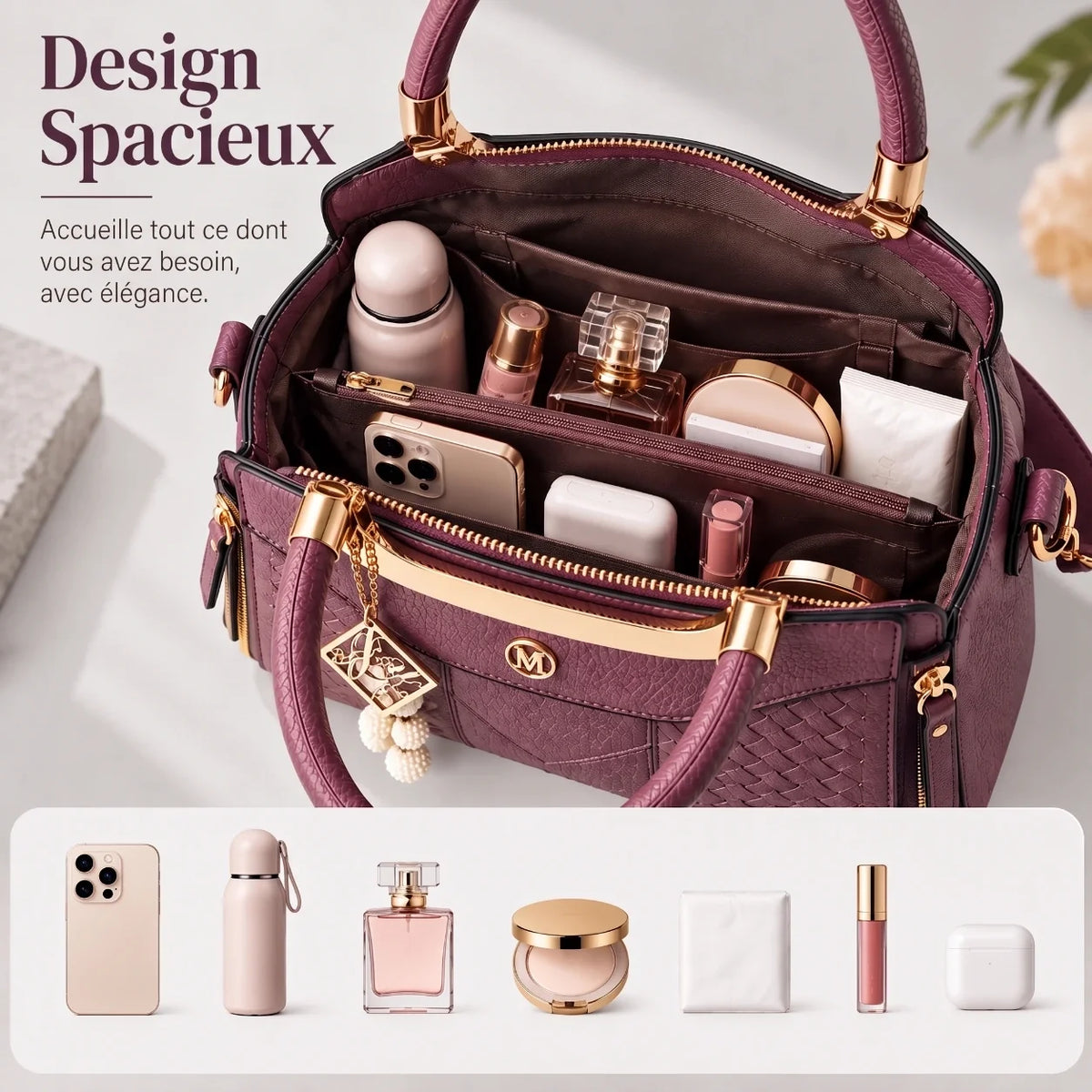 Chevron | 3-Piece Women's Handbag Set – Tote, Wallet & Card Holder