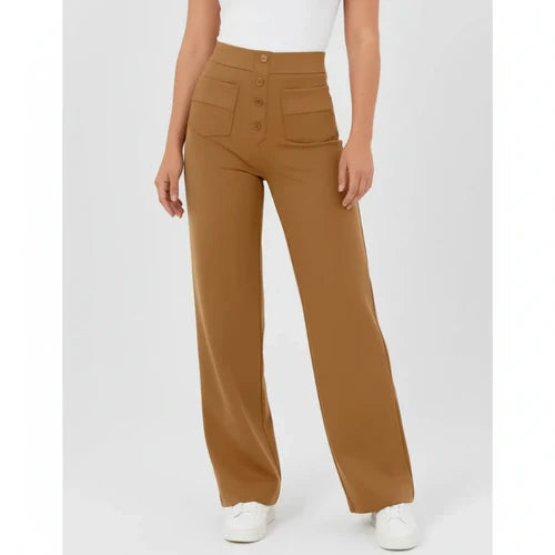 High-Waist Stretch Pants with Side Pockets - Sophie