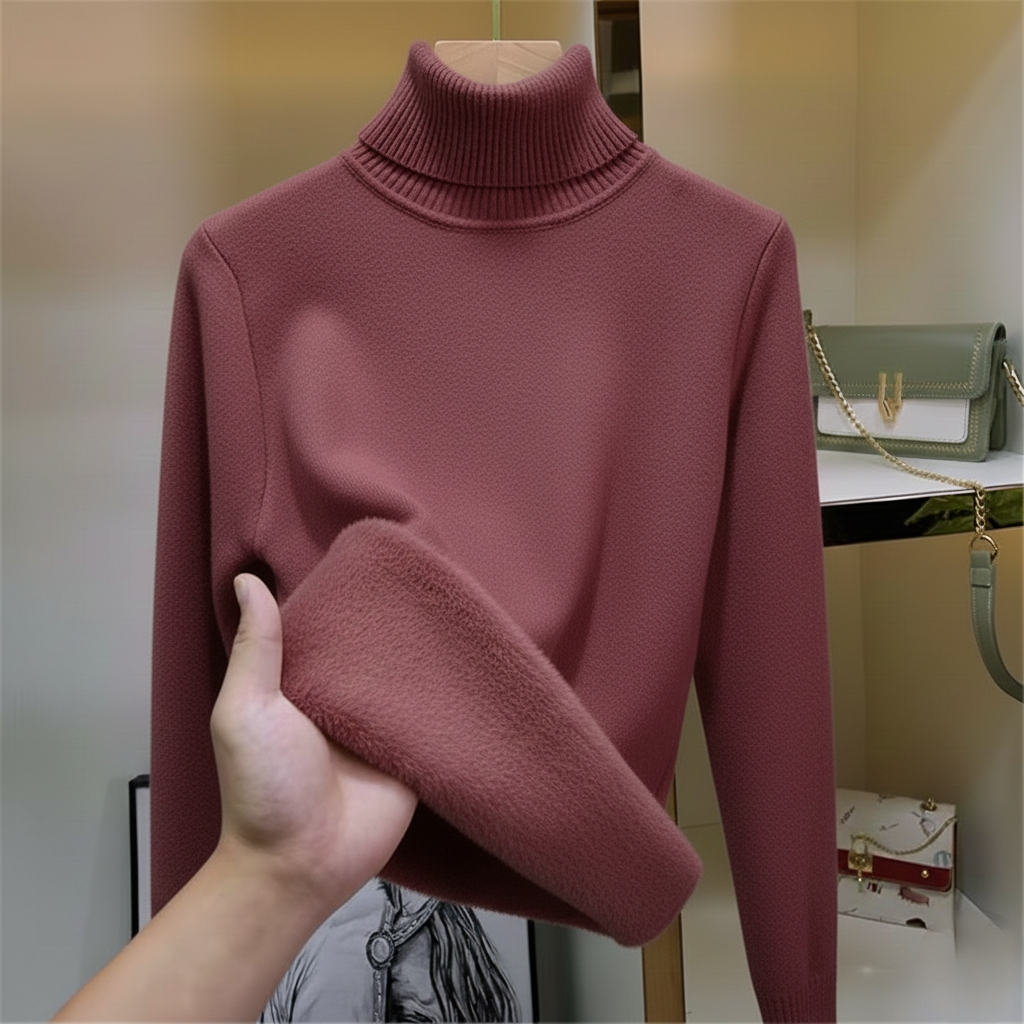 Karen Women's Fleece Turtleneck Sweater