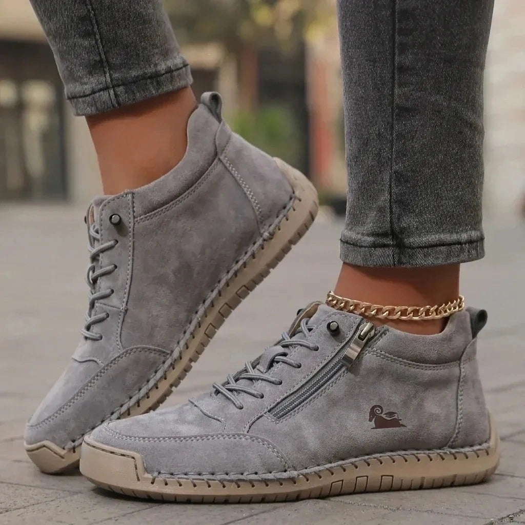 Comfortable Leather Ankle Boots with Zipper – Mavie
