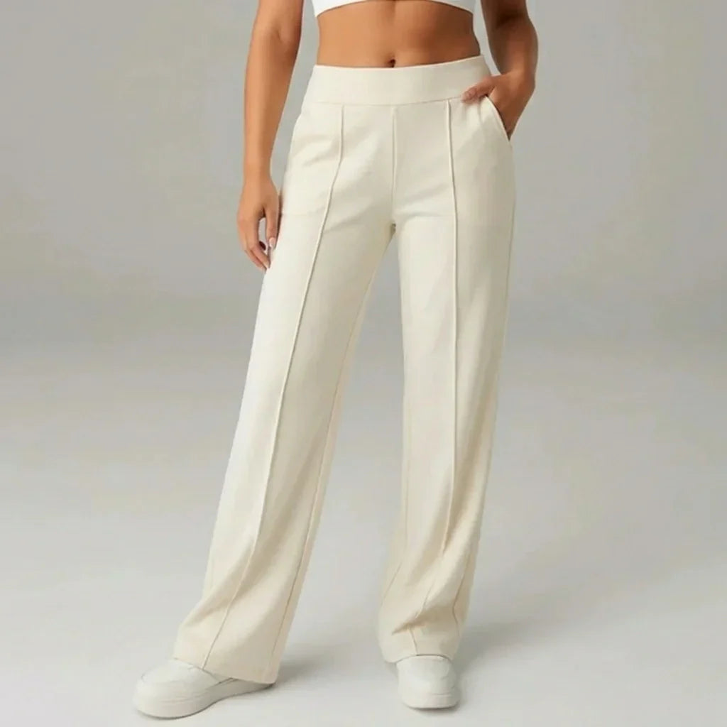 Comfortable High-Waist Wide-Leg Stretch Pants – SoftFlex