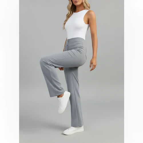 High-Waist Stretch Pants with Side Pockets - Sophie