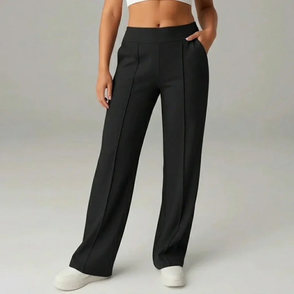 Comfortable High-Waist Wide-Leg Stretch Pants – SoftFlex