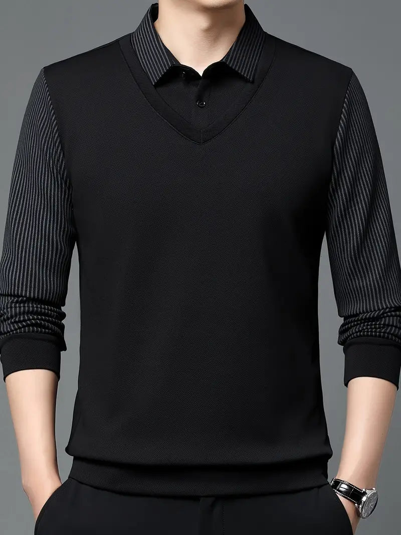 Men's 2-in-1 Long-Sleeve Polo - Elegant & Breathable