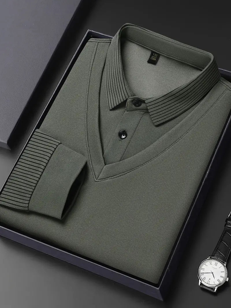 Men's 2-in-1 Long-Sleeve Polo - Elegant & Breathable