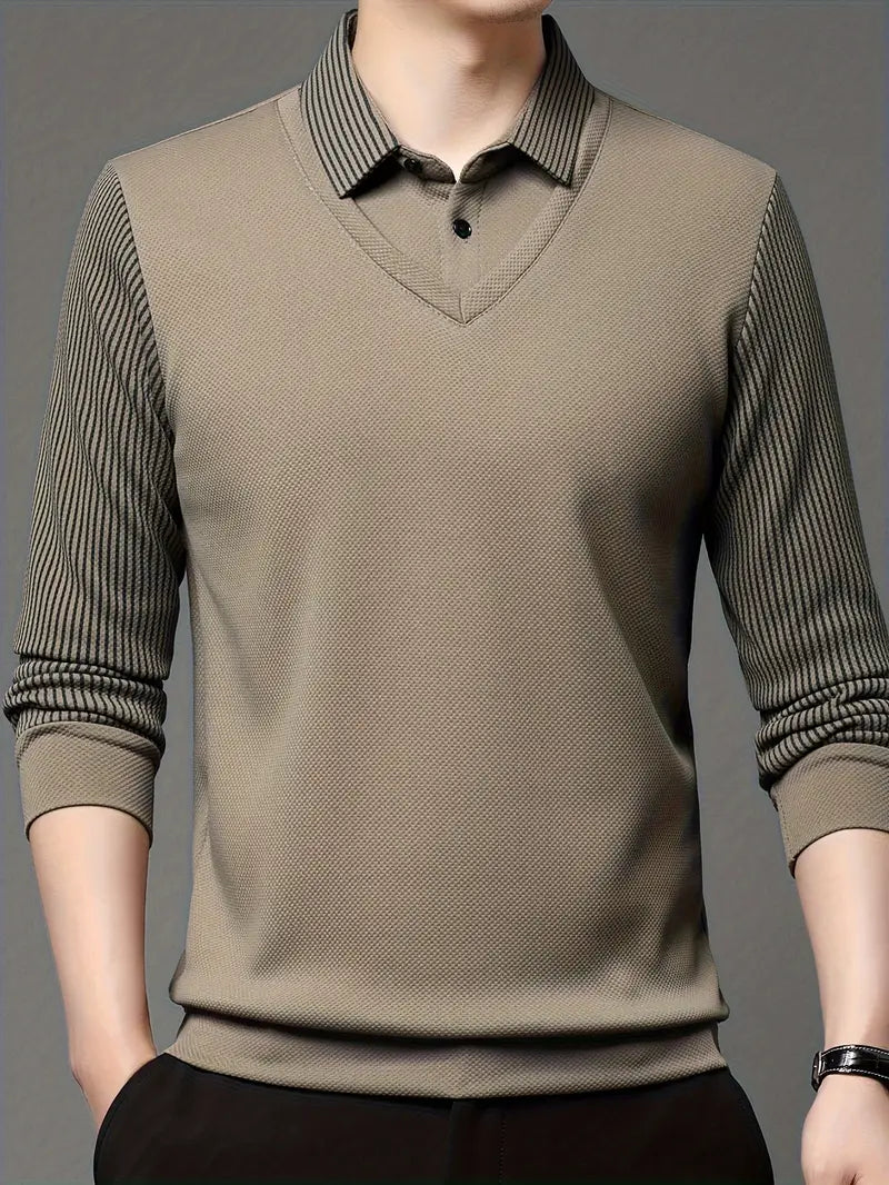 Men's 2-in-1 Long-Sleeve Polo - Elegant & Breathable
