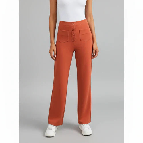 High-Waist Stretch Pants with Side Pockets - Sophie