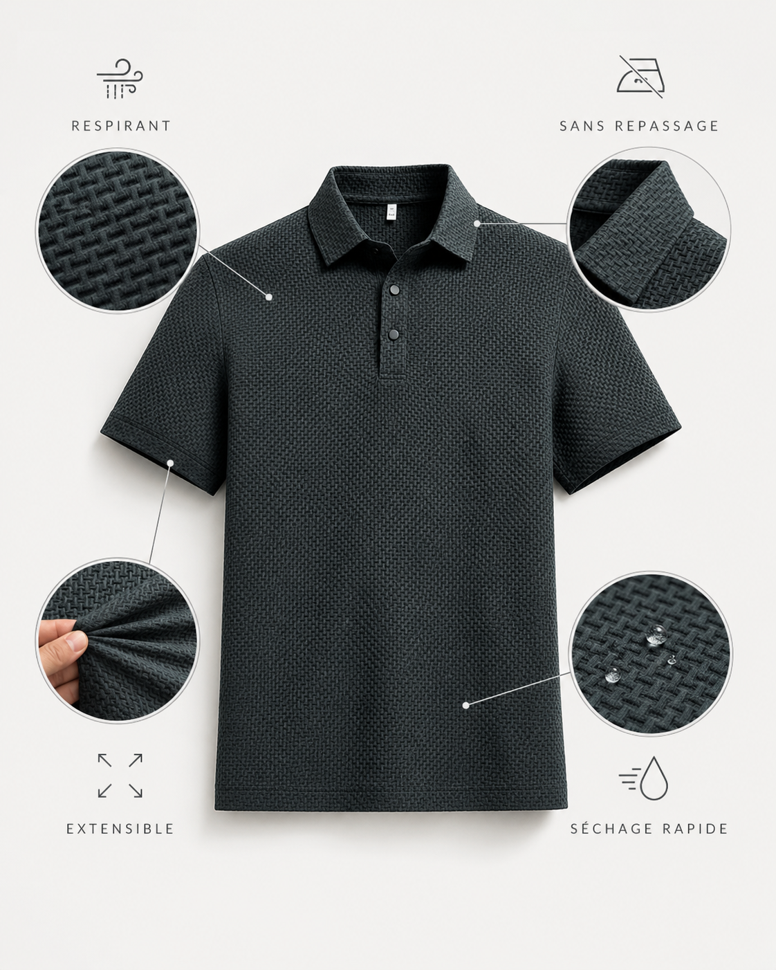 Men's Textured Stretch Polo