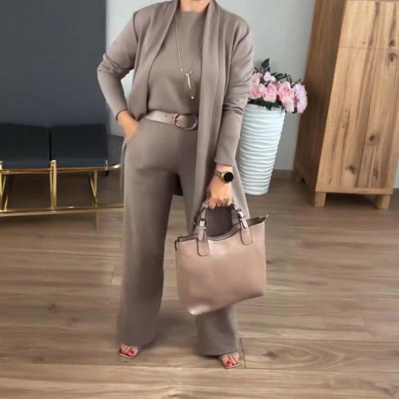 Elena – Elegant Women's 3-Piece Set (Jacket, Top & Pants)