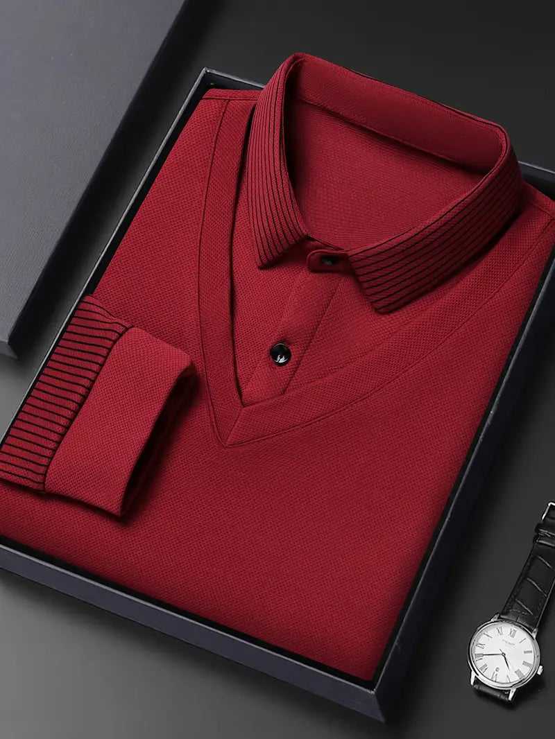Men's 2-in-1 Long-Sleeve Polo - Elegant & Breathable