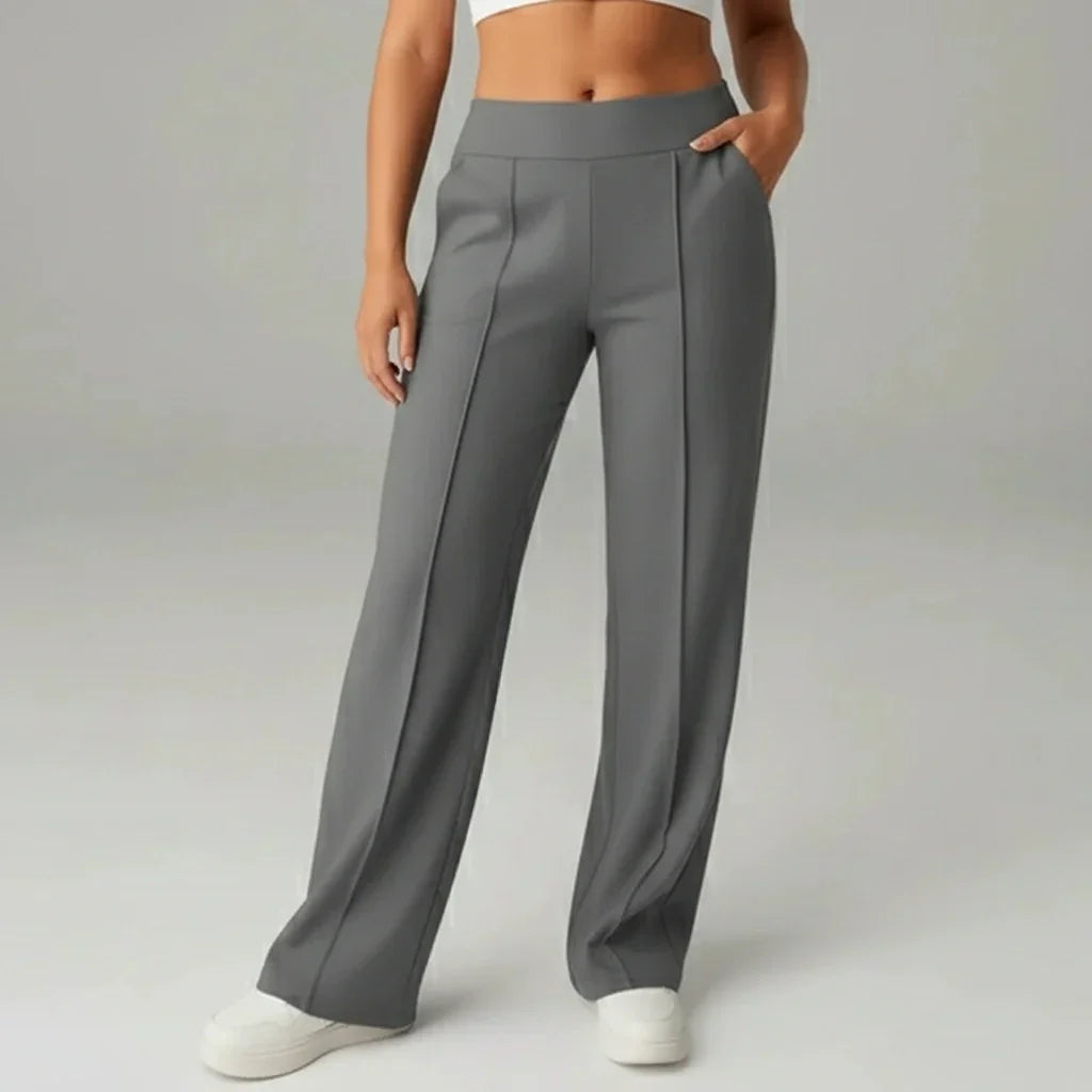 Comfortable High-Waist Wide-Leg Stretch Pants – SoftFlex