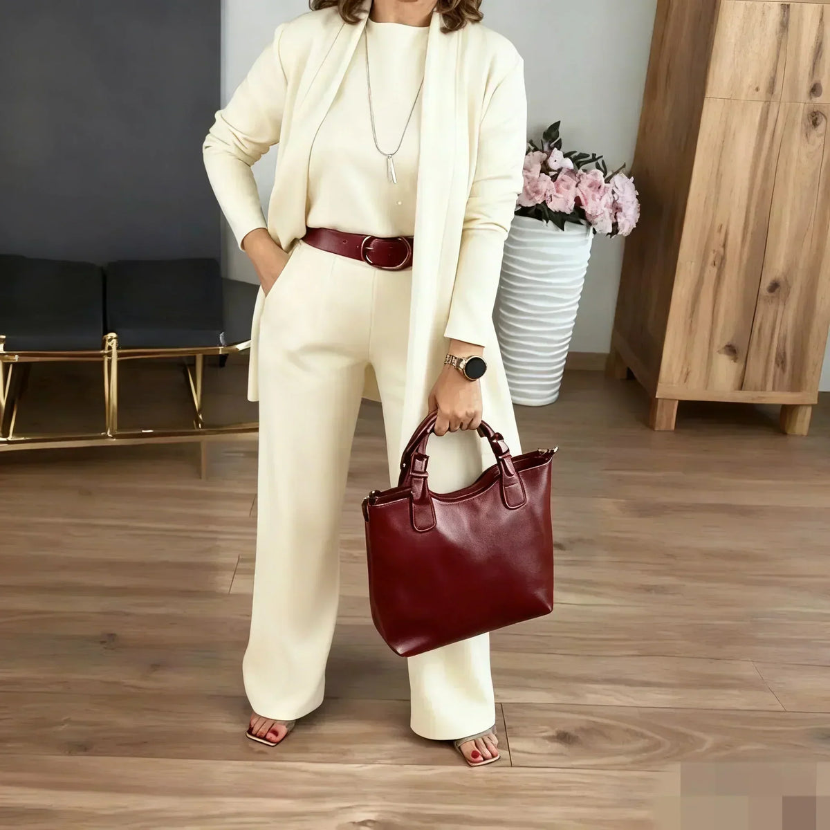 Elena – Elegant Women's 3-Piece Set (Jacket, Top & Pants)