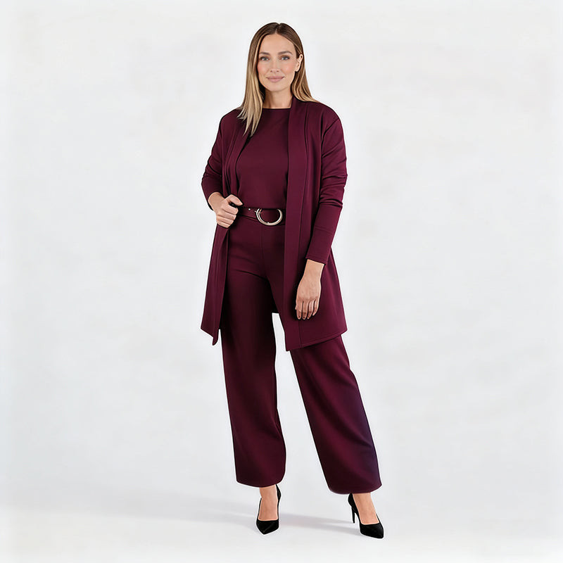 Elena – Elegant Women's 3-Piece Set (Jacket, Top & Pants)