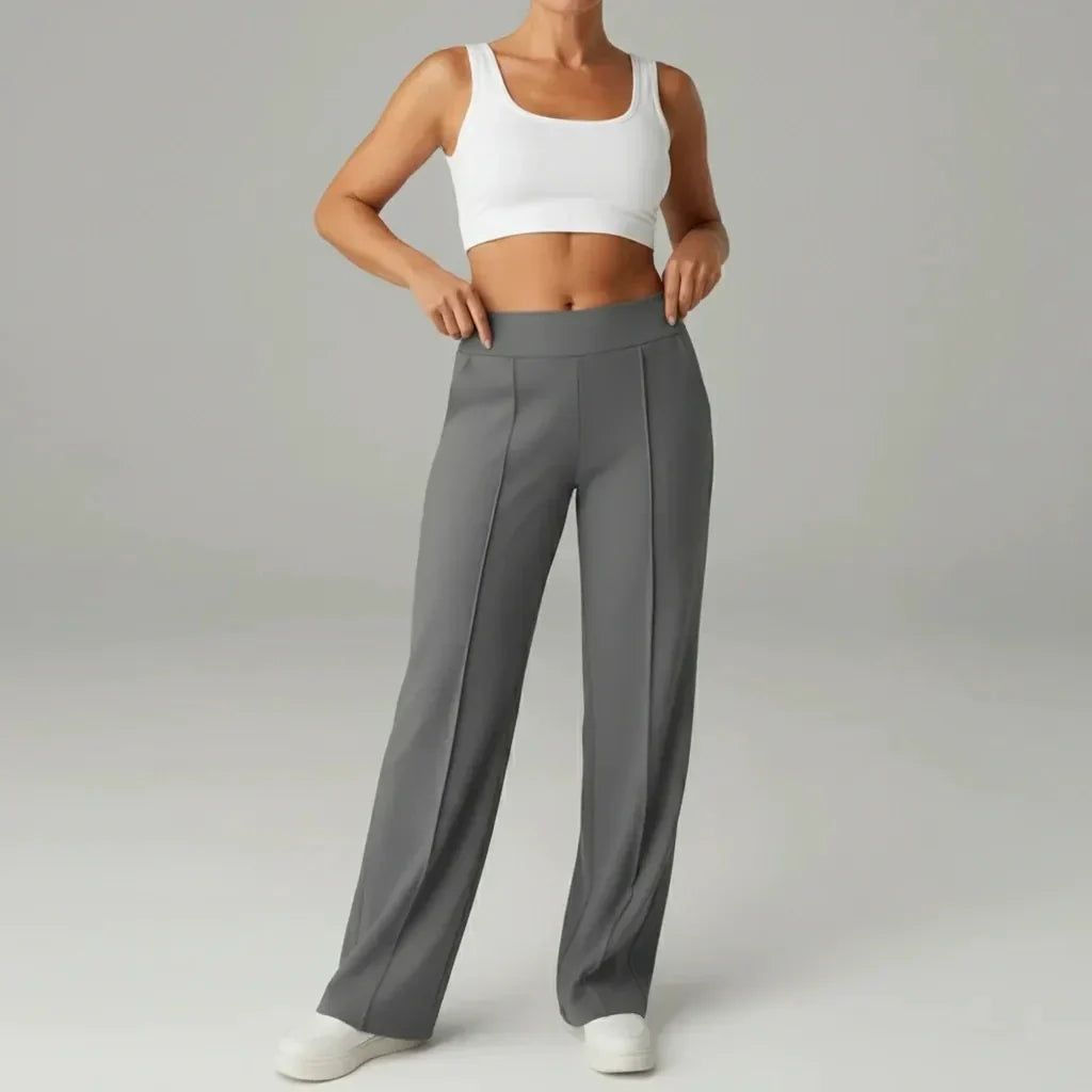 Comfortable High-Waist Wide-Leg Stretch Pants – SoftFlex