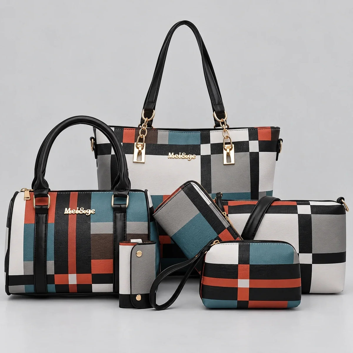 Élodie | 6-Piece Women's Handbag Set – Tote, Top-Handle Bag, Crossbody Bag, Clutch & Wallet