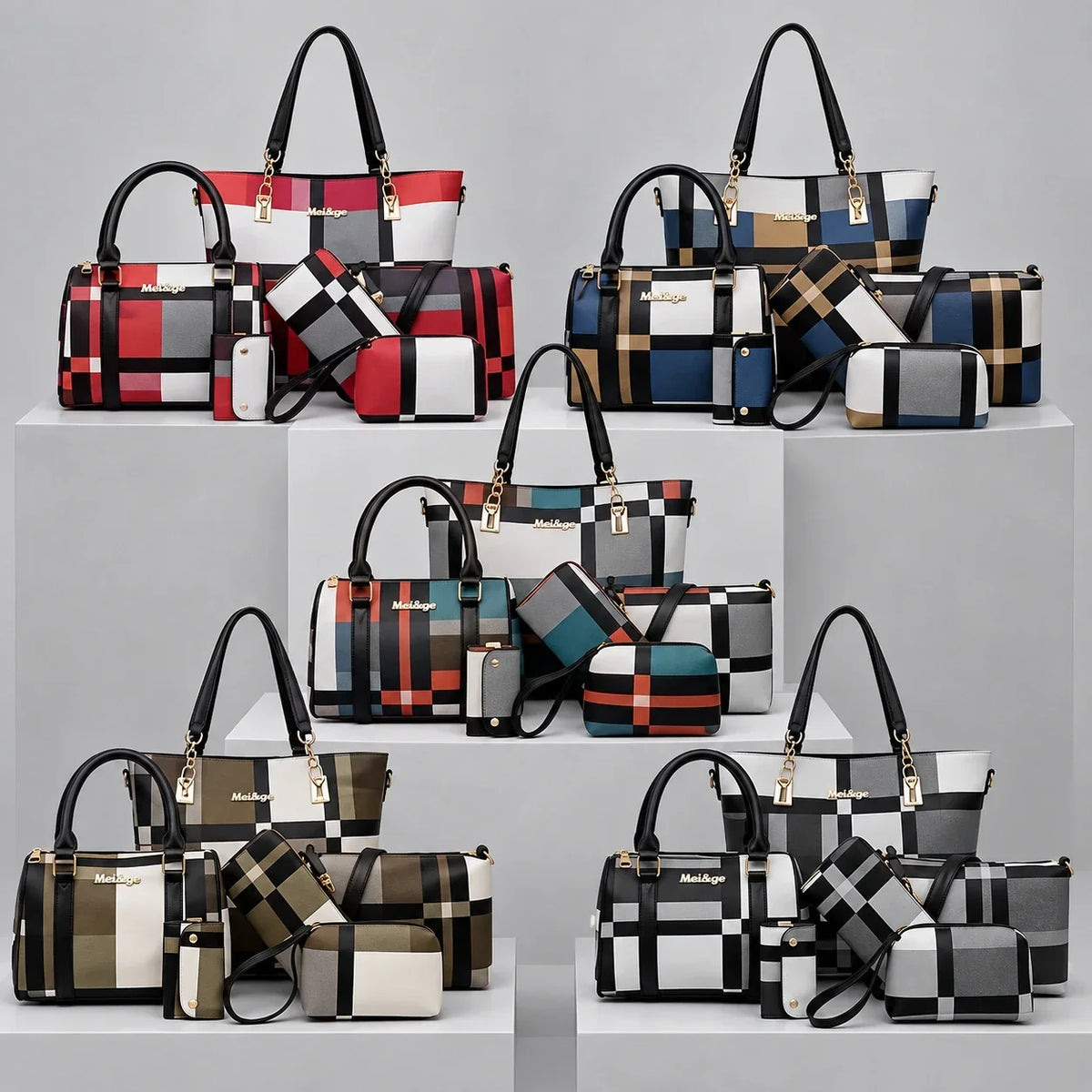 Élodie | 6-Piece Women's Handbag Set – Tote, Top-Handle Bag, Crossbody Bag, Clutch & Wallet