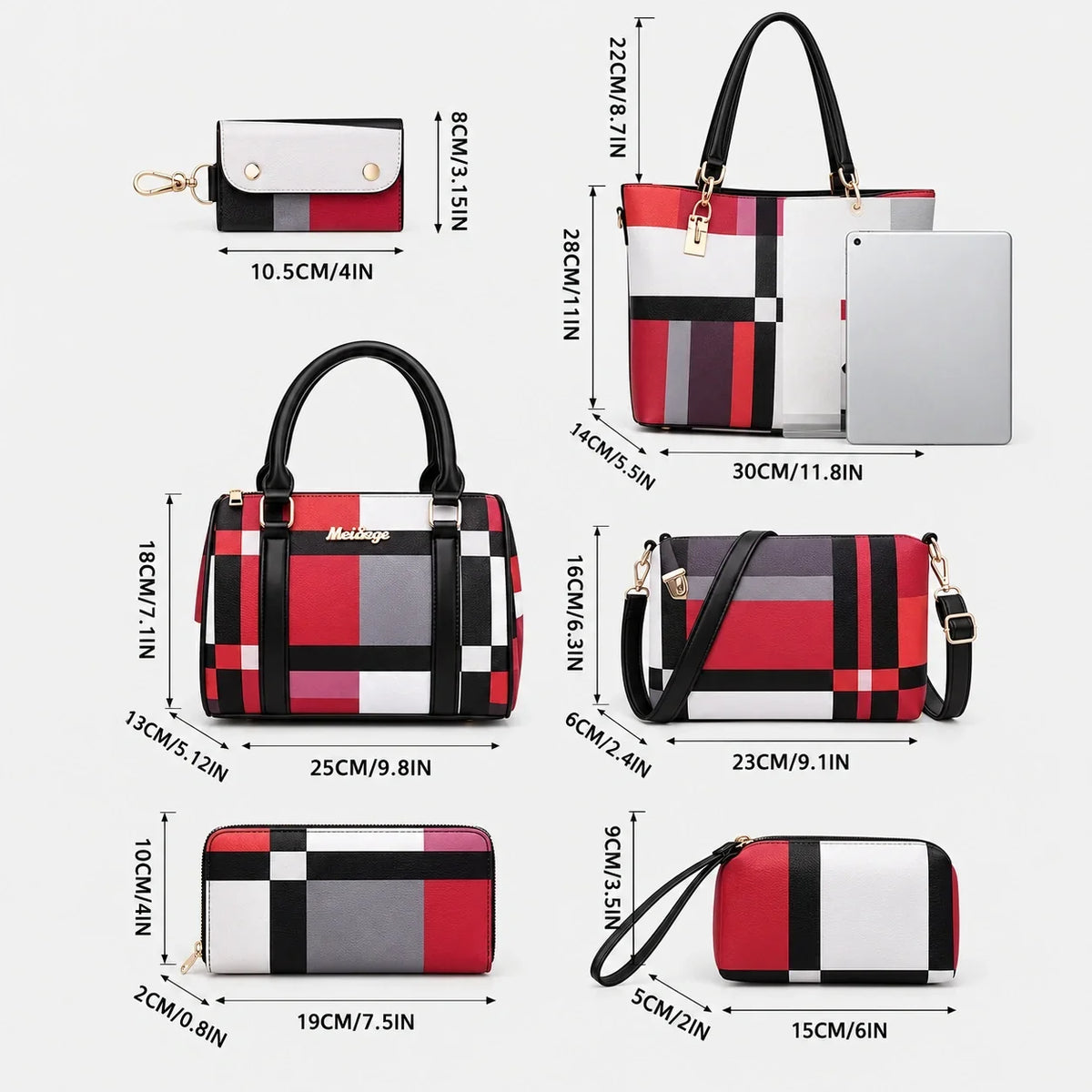 Élodie | 6-Piece Women's Handbag Set – Tote, Top-Handle Bag, Crossbody Bag, Clutch & Wallet