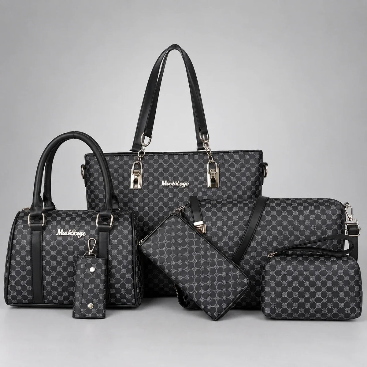 Bohème | 6-Piece Women's Handbag Set – Tote, Handbag, Clutch, Crossbody Bag, Wallet & Key Case