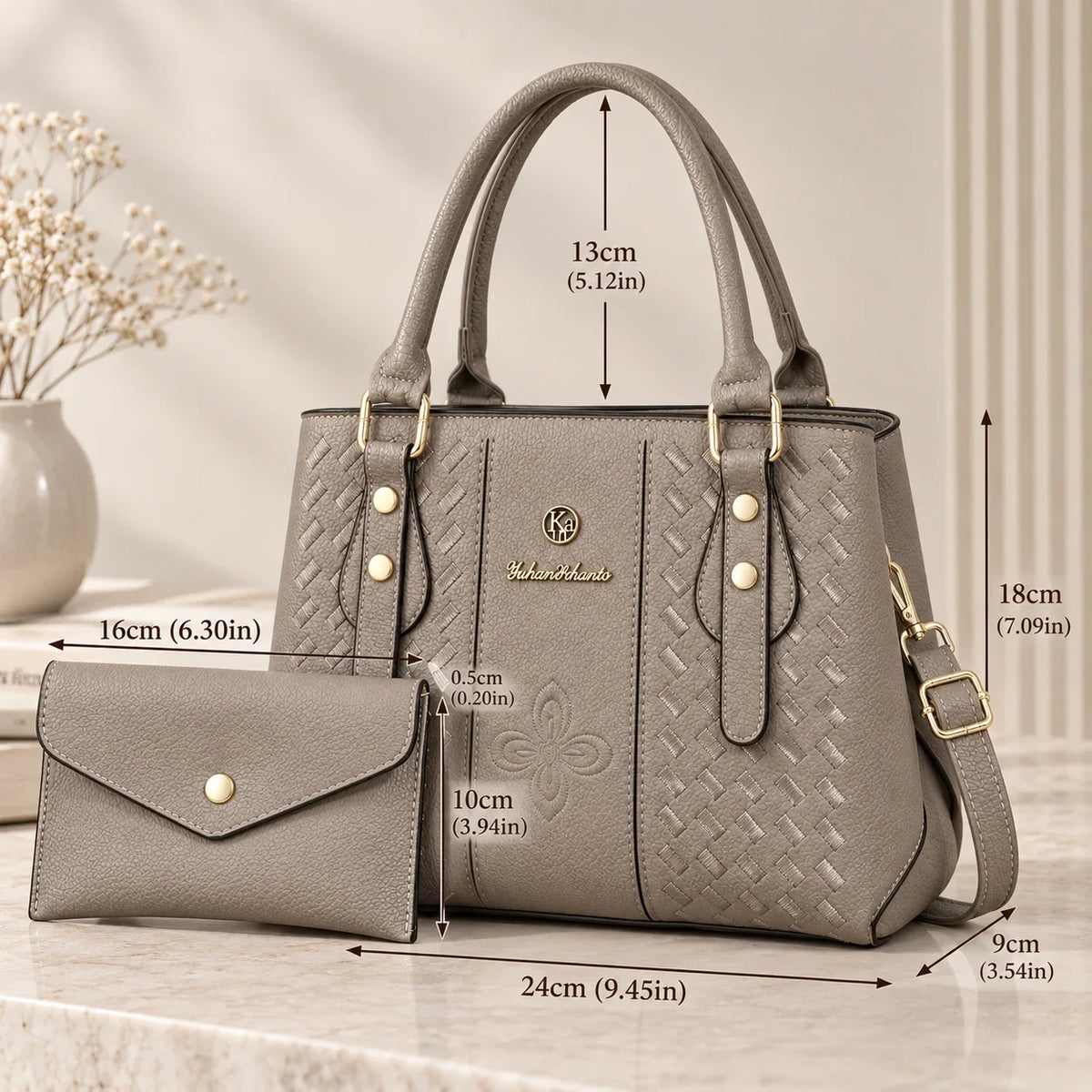 Kenze | 2-Piece Women's Handbag Set – Tote & Wallet