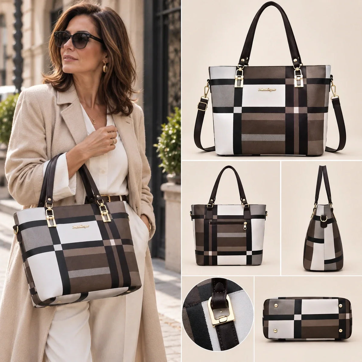 Élodie | 6-Piece Women's Handbag Set – Tote, Top-Handle Bag, Crossbody Bag, Clutch & Wallet