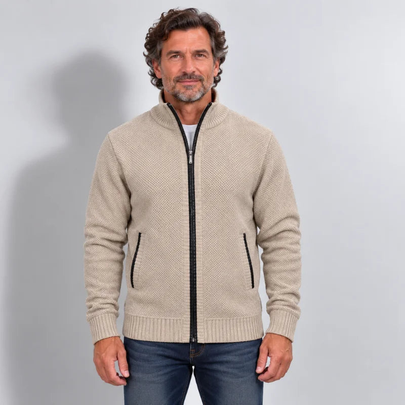 Fleece-Lined Zip Knit Cardigan - Nordic