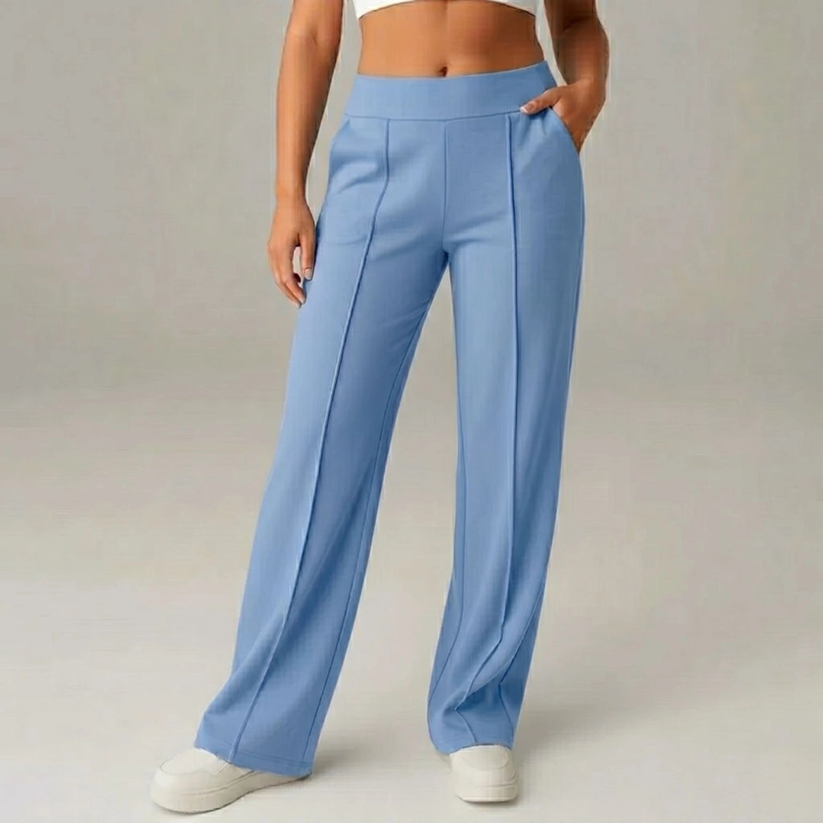 Comfortable High-Waist Wide-Leg Stretch Pants – SoftFlex