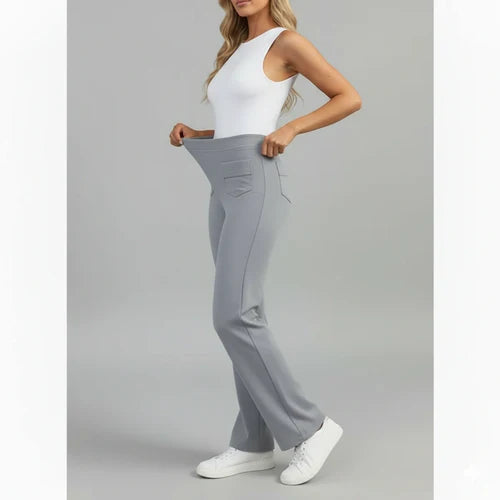 High-Waist Stretch Pants with Side Pockets - Sophie