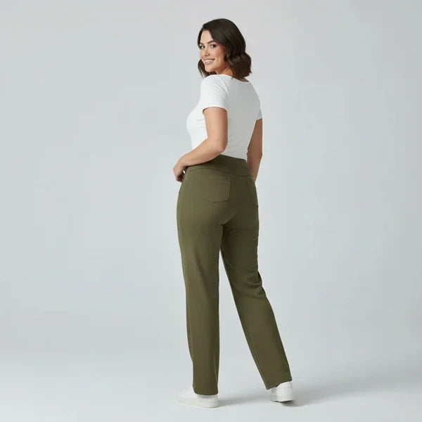 High-Waist Stretch Pants with Side Pockets - Sophie