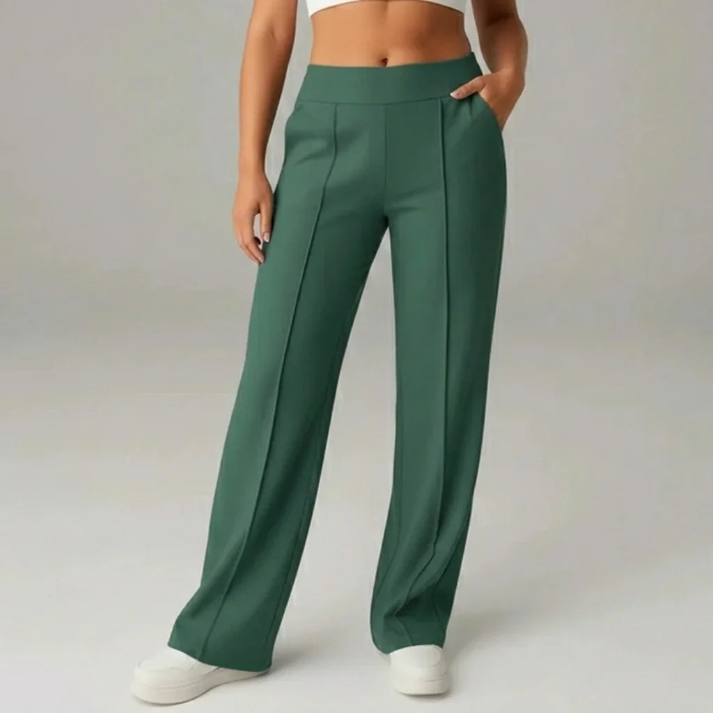 Comfortable High-Waist Wide-Leg Stretch Pants – SoftFlex