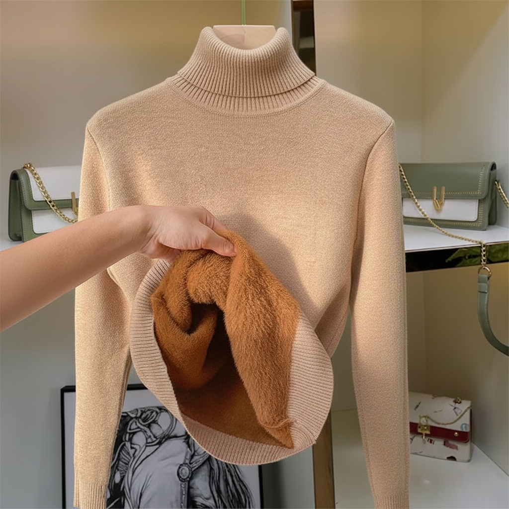 Karen Women's Fleece Turtleneck Sweater