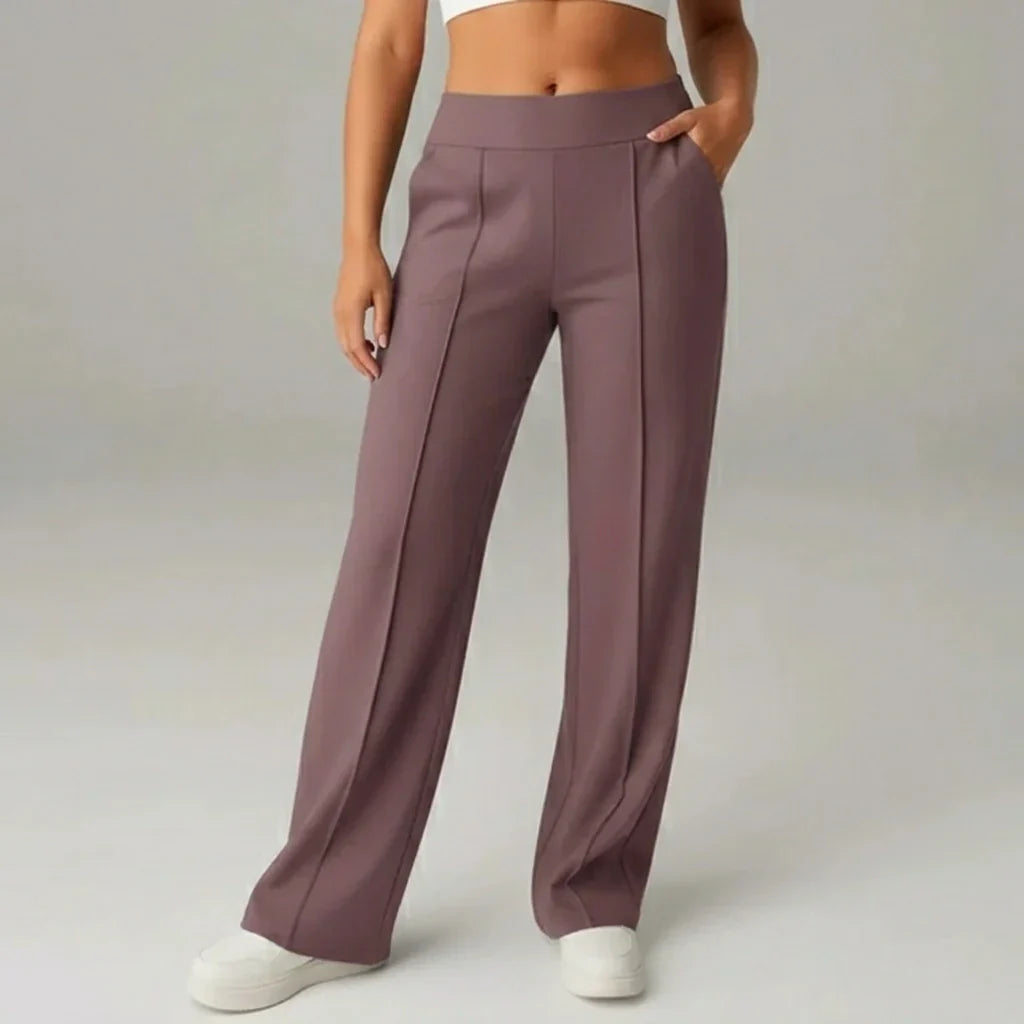 Comfortable High-Waist Wide-Leg Stretch Pants – SoftFlex