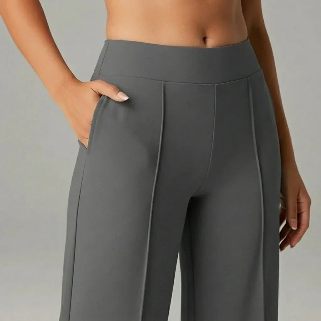 Comfortable High-Waist Wide-Leg Stretch Pants – SoftFlex