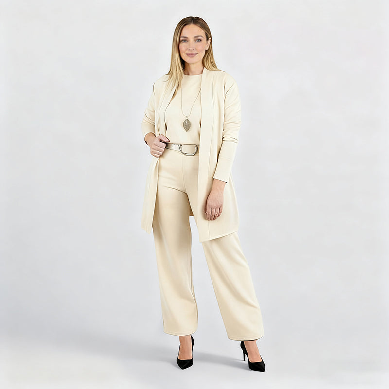 Elena – Elegant Women's 3-Piece Set (Jacket, Top & Pants)