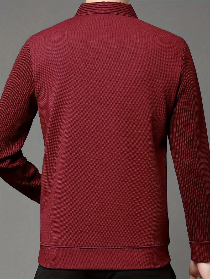 Men's 2-in-1 Long-Sleeve Polo - Elegant & Breathable