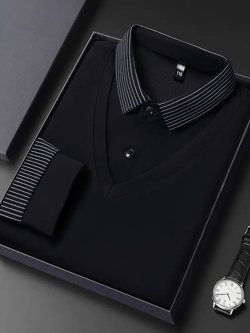 Men's 2-in-1 Long-Sleeve Polo - Elegant & Breathable