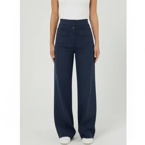 High-Waist Stretch Pants with Side Pockets - Sophie