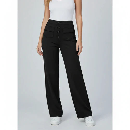 High-Waist Stretch Pants with Side Pockets - Sophie