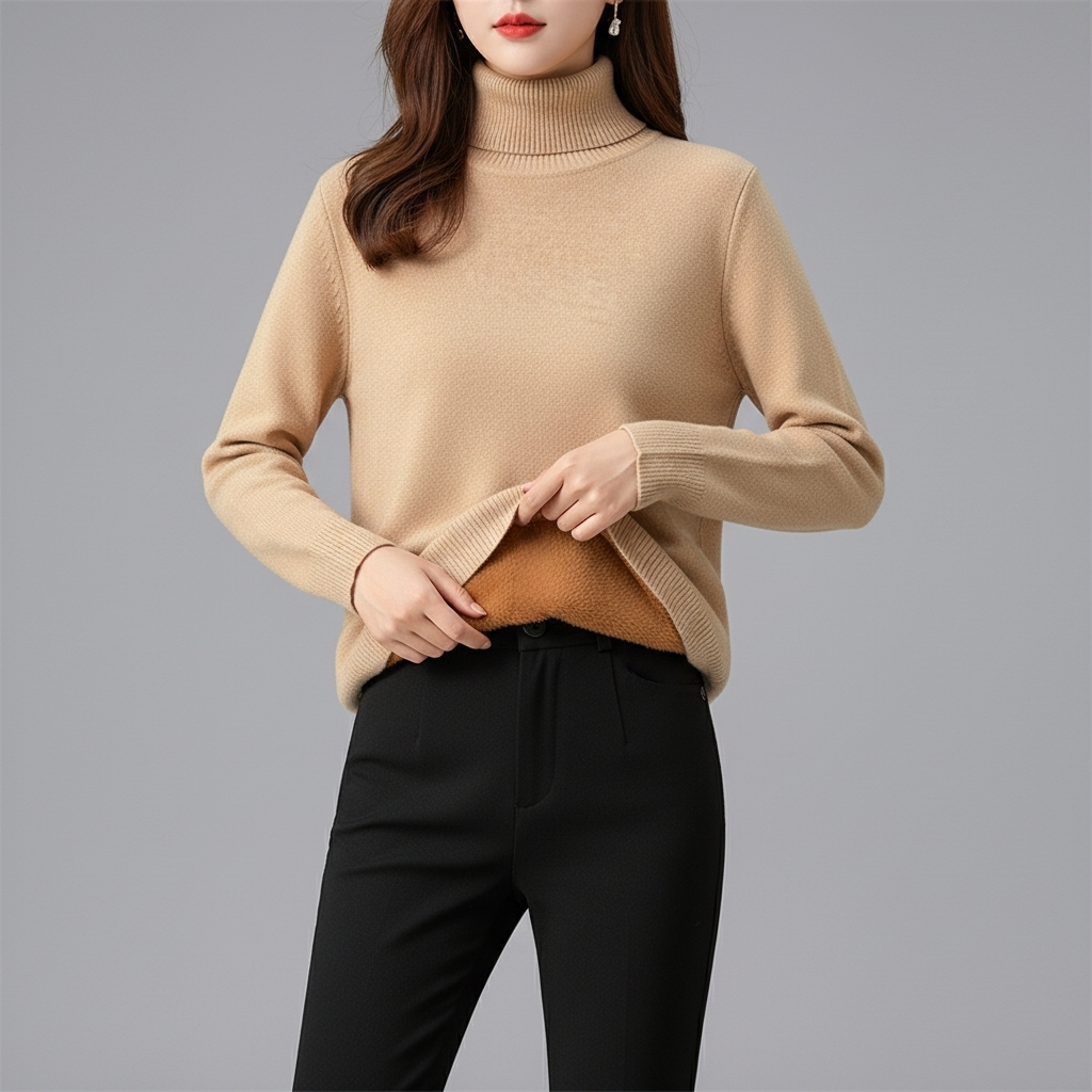 Karen Women's Fleece Turtleneck Sweater