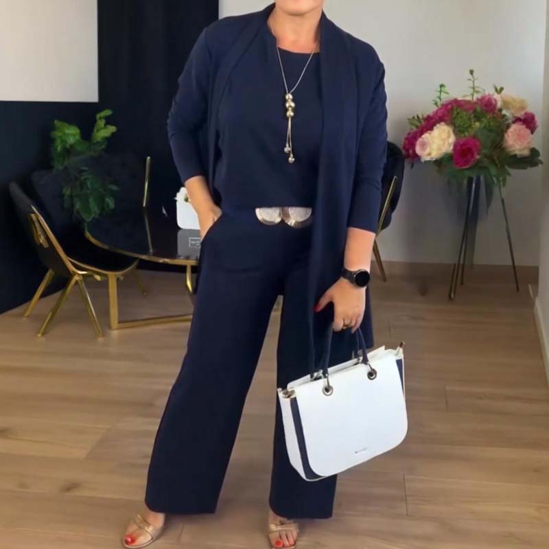 Elena – Elegant Women's 3-Piece Set (Jacket, Top & Pants)